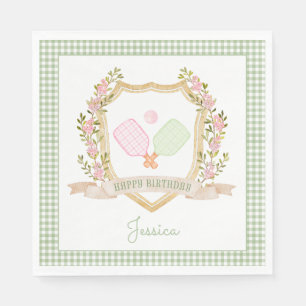 Let's Hit the Court   Preppy Pickle Ball Birthday  Napkin