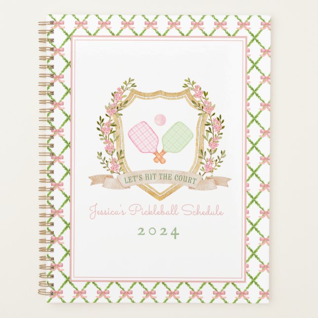 Let's Hit the Court | Preppy Pink Pickle Ball  Planner (Front)