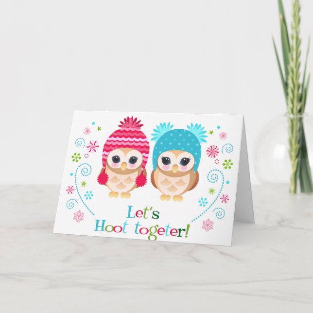 Let's hoot together holiday card (Front)