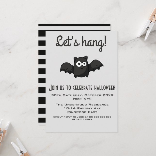 LET'S HUNG HALLOWEEN PARTY INVITATION (Front/Back In Situ)