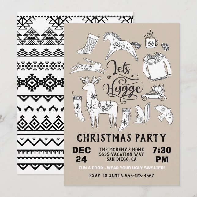 Let's Hygge Cosy Winter Christmas Party Invitation (Front/Back)