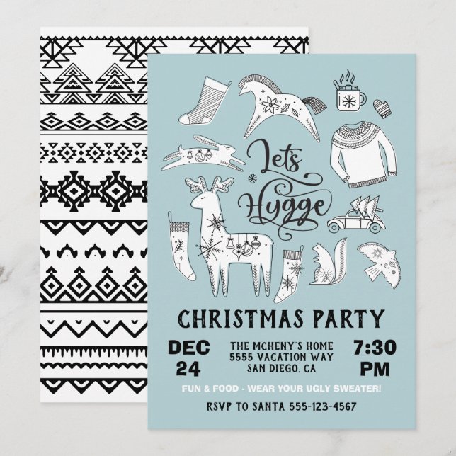 Let's Hygge Cosy Winter Christmas Party Invitation (Front/Back)