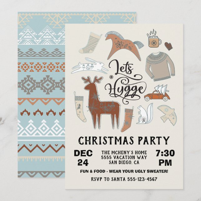 Let's Hygge Cosy Winter Christmas Party Invitation (Front/Back)