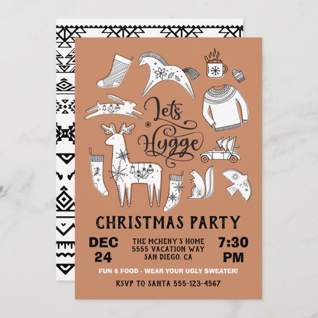 Let's Hygge Cosy Winter Christmas Party Invitation (Front/Back)