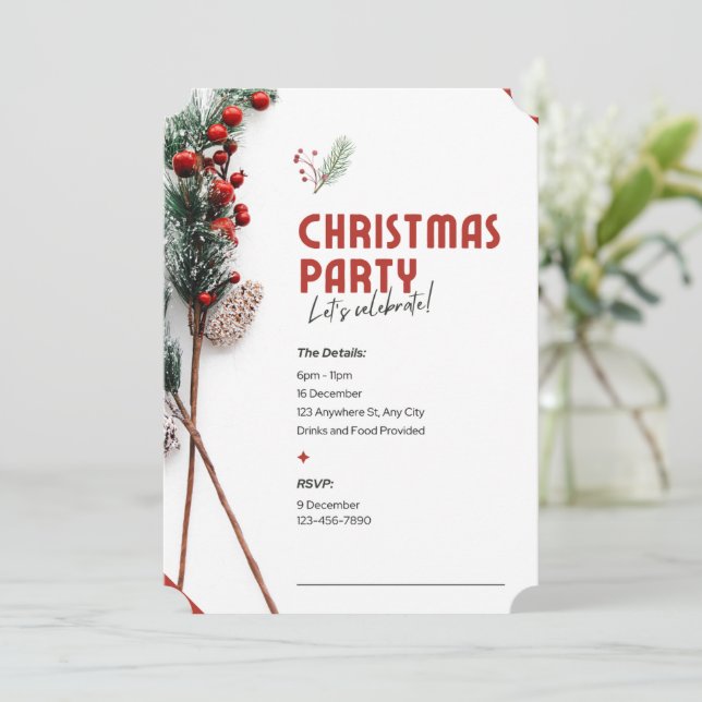 Let's invited Christmas Party Invitation (Standing Front)