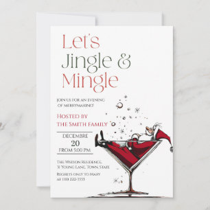 Let's Jingle and Mingle, Santa Cocktail Invitation