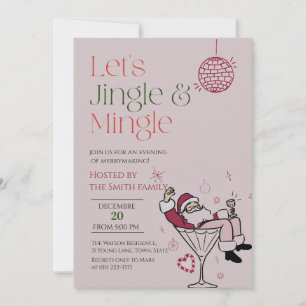 Let's Jingle and Mingle,  Santa Cocktail Party Invitation