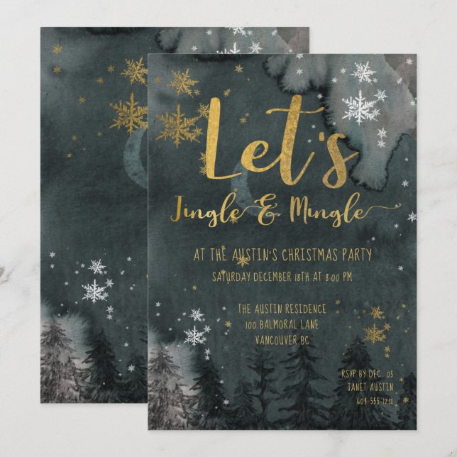 Let's Jingle & Mingle Holiday Party Invitation (Front/Back)