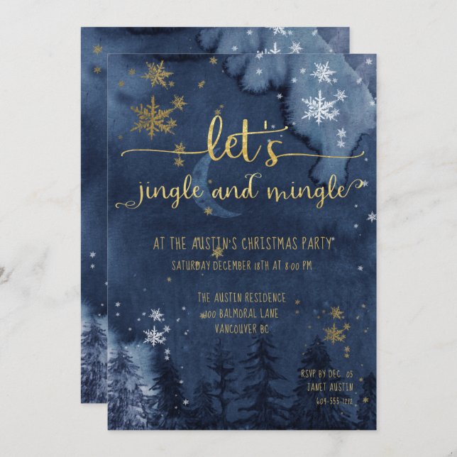 Let's Jingle & Mingle Holiday Party Invitation (Front/Back)