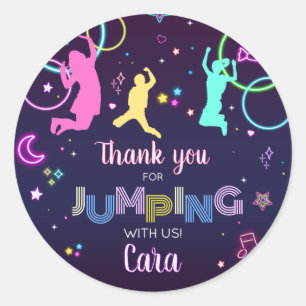 Let's Jump and Glow Birthday Party Classic Round Sticker
