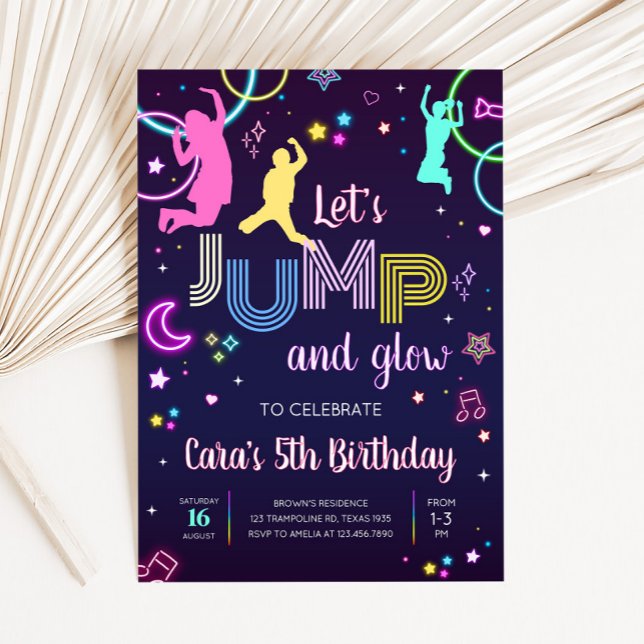 Let's Jump and Glow Birthday Party Invitation (Let's Jump and Glow Birthday Party Invitation )