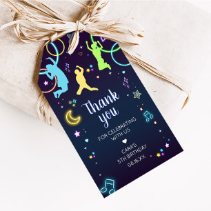 Let's Jump and Glow Trampoline Birthday Favor Tags