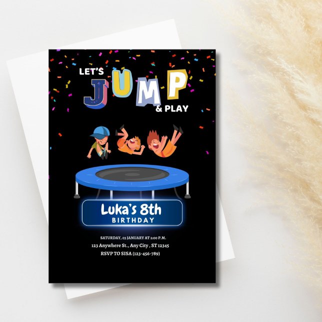 Let's JUMP and Play Birthday  Invitation (Let's Jump and Play Birthday Invites)