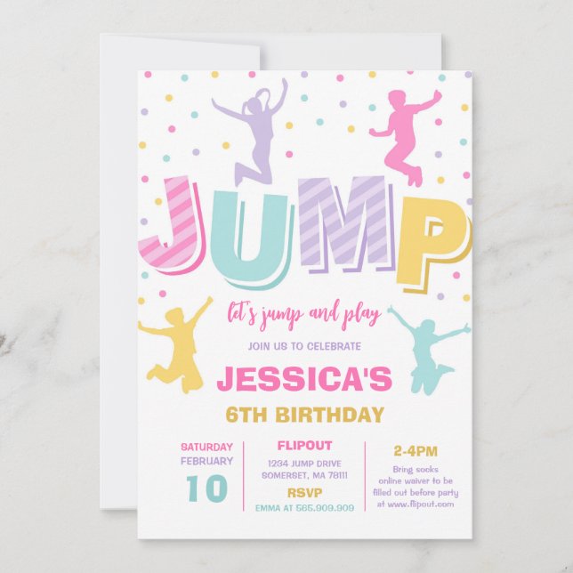 Let's Jump and Play Birthday Party Invitation (Front)