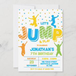 Let's Jump and Play Bounce House Birthday Party Invitation