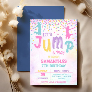 Let's Jump and Play Bounce House Birthday Party Invitation