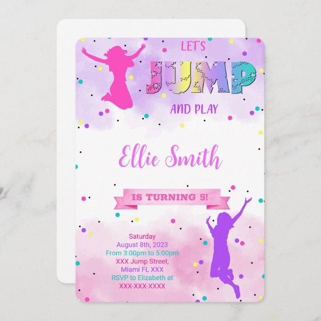 Let's Jump Birthday Invitation (Front/Back)
