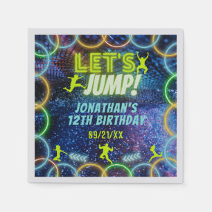 Let's Jump Bounce Trampoline Party Neon Green Glow Napkin
