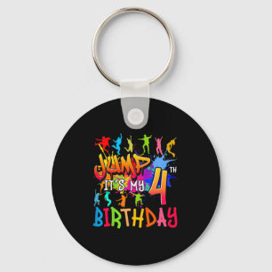 Lets Jump Its My 4th Birthday Trampoline Bday Matc Key Ring