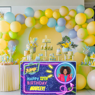 Let's Jump Party Bounce Neon Trampoline Park  Banner