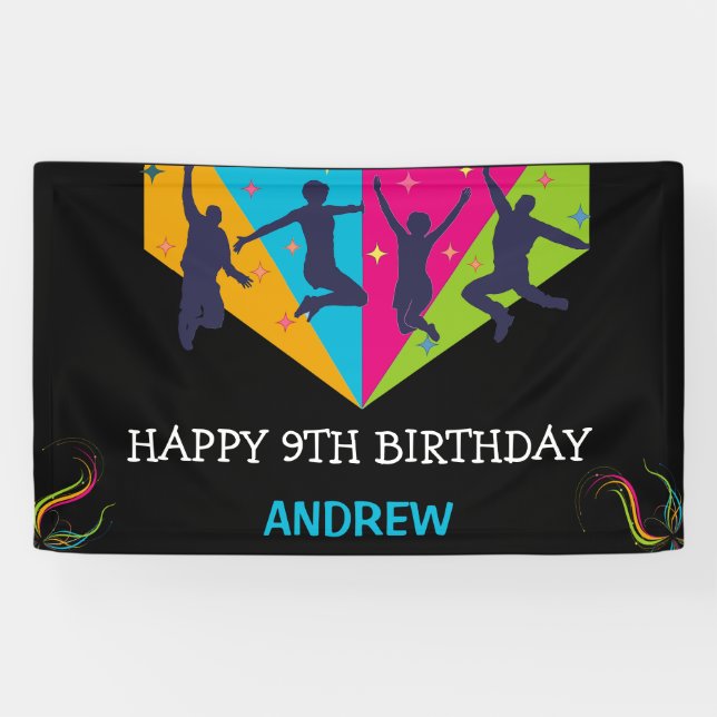 Let's Jump Party Trampoline  jump Birthday  Banner (Horizontal)