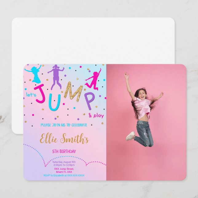 Let's Jump Photo Invitation (Front/Back)
