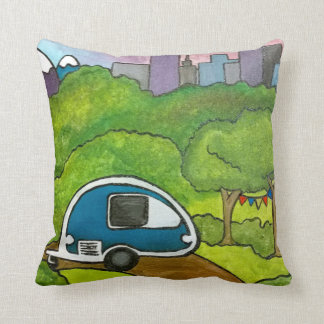 "Let's Just Escape" Teardrop Trailer Throw Pillow