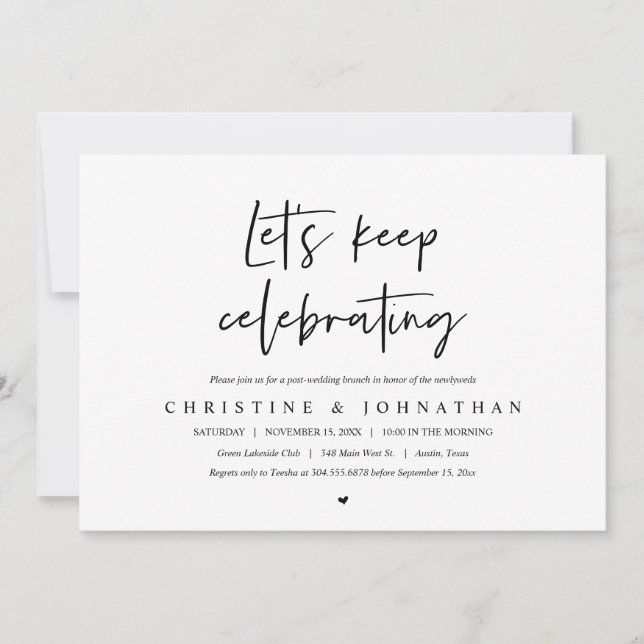 Let's keep celebrating, post wedding brunch invita invitation (Front)