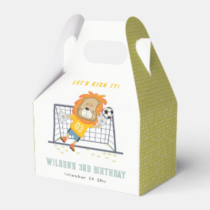 Lets Kick Lion Goalkeeper Soccer Kids Birthday Favour Box