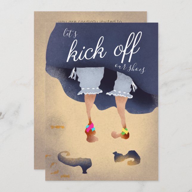 Let's Kick Off Shoes Funny Halloween Party Orange Invitation (Front/Back)