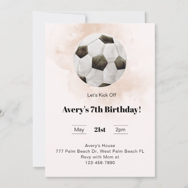 Let's Kick Off Soccer Birthday Invitation (Front)