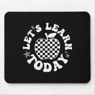 Let's Learn Today Checkered Apple Ck To School Tea Mouse Mat