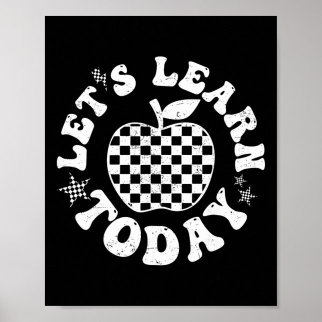 Let's Learn Today Checkered Apple Ck To School Tea Poster (Front)