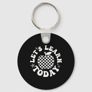 Let's Learn Today Chequered Apple Back To School T Key Ring