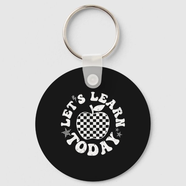 Let's Learn Today Chequered Apple Back To School T Key Ring (Front)