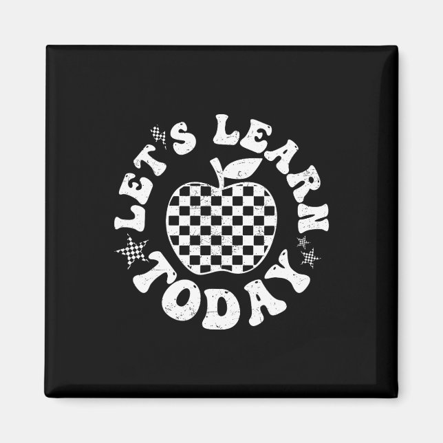 Let's Learn Today Chequered Apple Back To School T Magnet (Front)