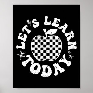 Let's Learn Today Chequered Apple Back To School T Poster