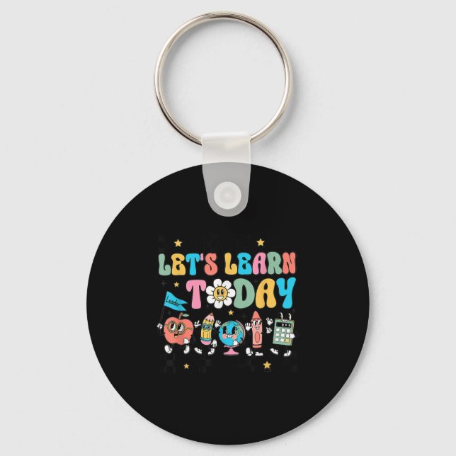 Let's Learn Today Retro Back To School Teacher Mot Key Ring (Front)