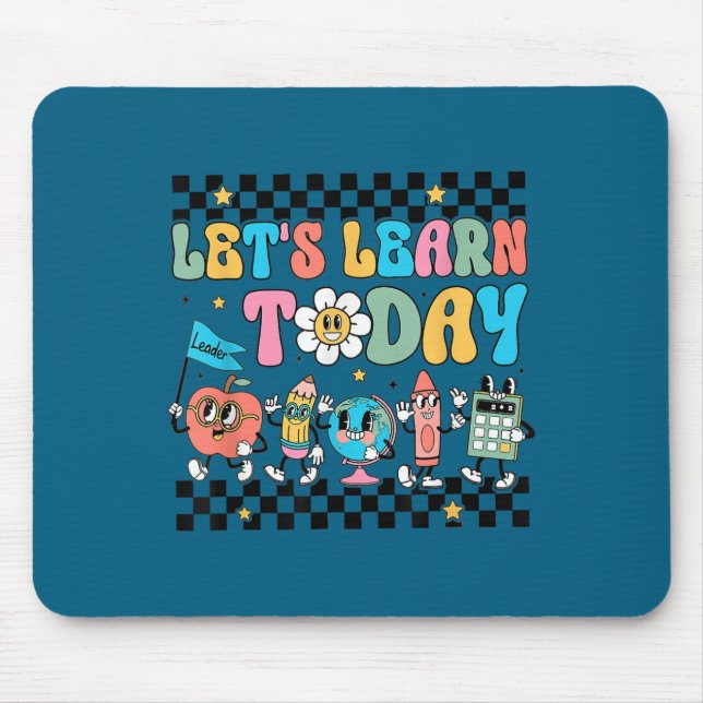 Let's Learn Today Retro Back To School Teacher Mot Mouse Mat (Front)