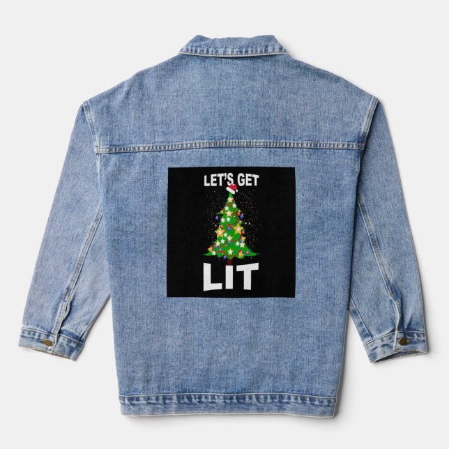 let's light up christmas christmas tree  denim jacket (Back)
