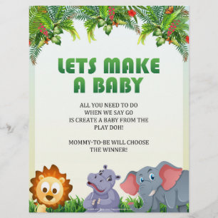 Lets Make A Baby Baby Shower Game [Animal Theme] Custom Letterhead