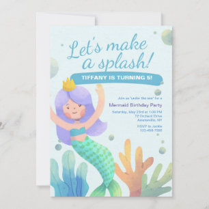 Let's Make A Splash Birthday Party Invitation
