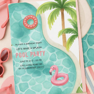 Let's Make a Splash Pool Party Kids Birthday Invitation