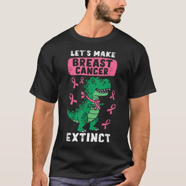 Lets Make Breast Cancer Extinct Pink Dinosaur Kids T-Shirt (Front)