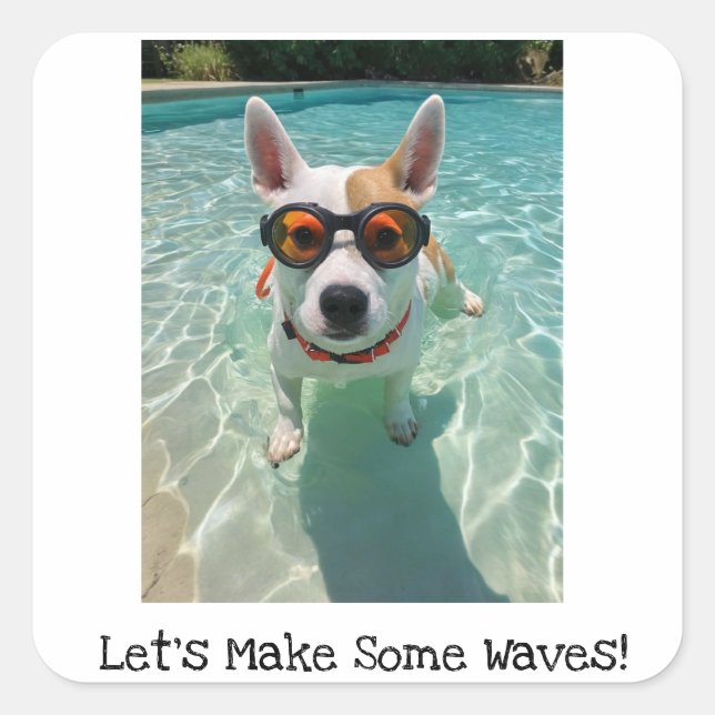 Let's Make Some Waves Cute Dog Sticker    (Front)