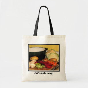 Let's make vegetable soup! tote bag
