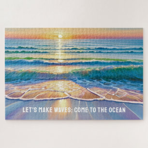 Let's Make Waves Coastal Ocean Sunset Jigsaw Puzzle