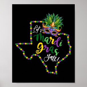 Let's Mardi Gras Yall Texas Galveston Souvenir Gif Poster