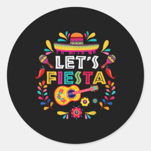 Lets Mexican Fiesta Cinco De Mayo Party Colourful  Classic Round Sticker