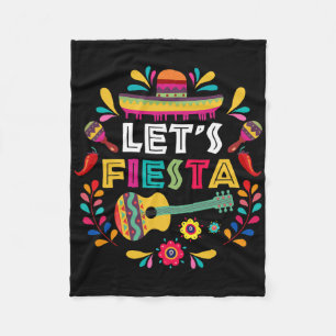 Lets Mexican Fiesta Cinco De Mayo Party Colourful Fleece Blanket